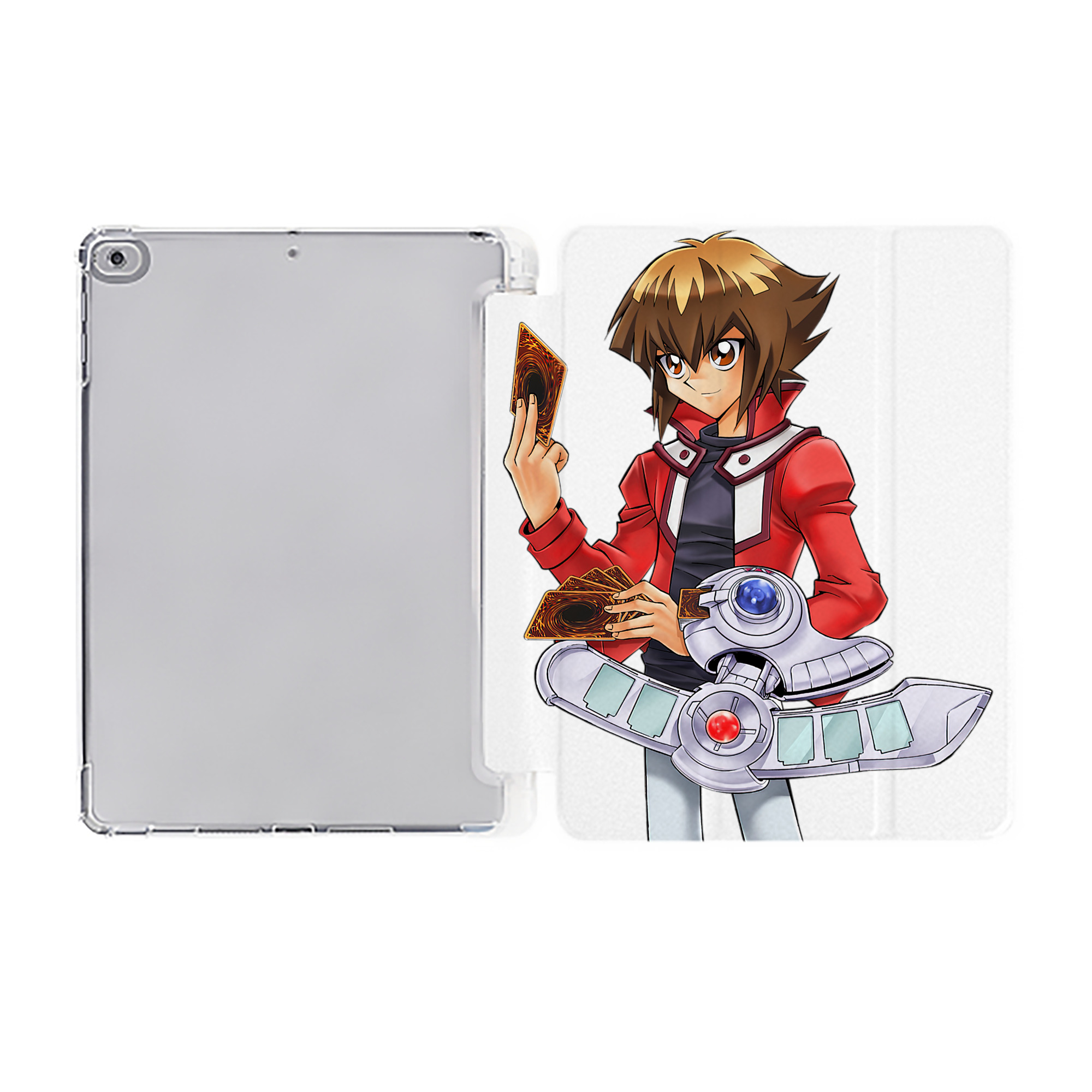 （画像用） 遊☆戯☆王 Yu-Gi-Oh! IPad ケース ペン収納付き 三つ折りスタンド PUレザー×シリコン 対応機種9.5/10.5/10.9インチ